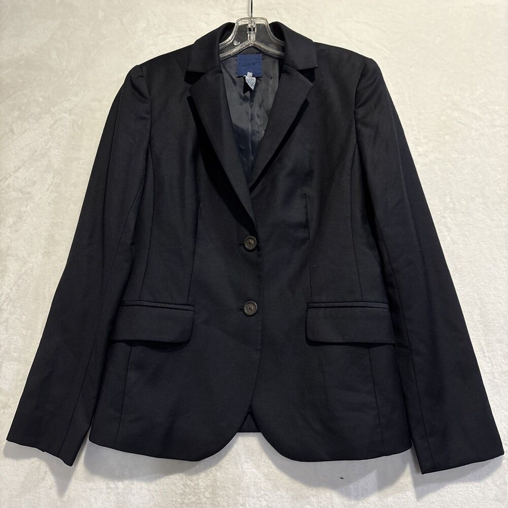 J. Crew Super 120's Wool Two Button Navy Blue Blazer Jacket Women's 4 Preppy
